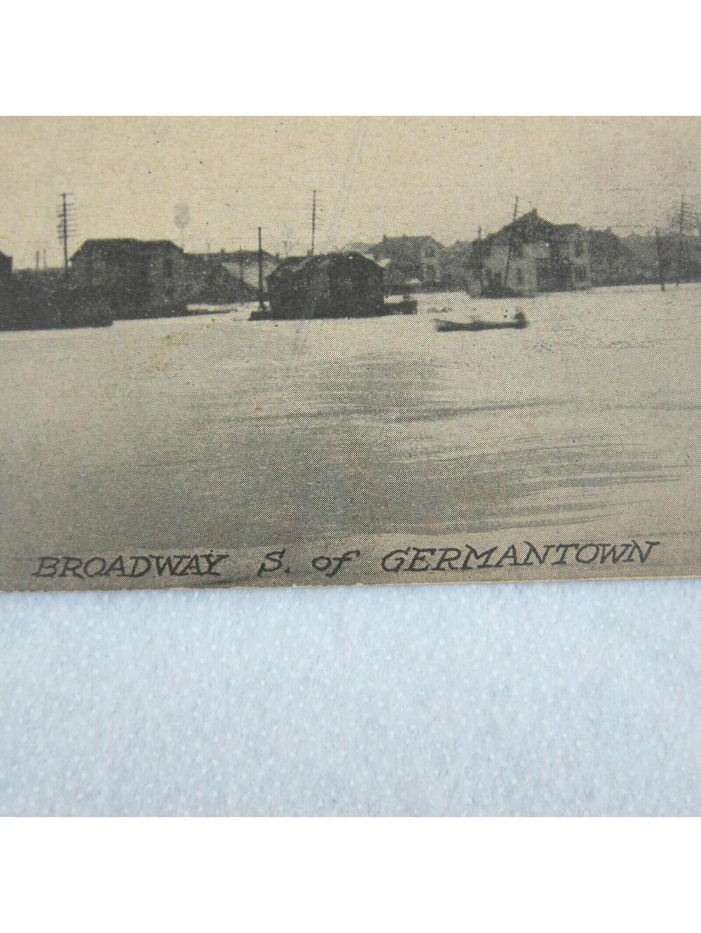 Antique 1914 Postcard Germantown Ohio Flood Broadway South Germantown UNPOSTED - Picture 7 of 12
